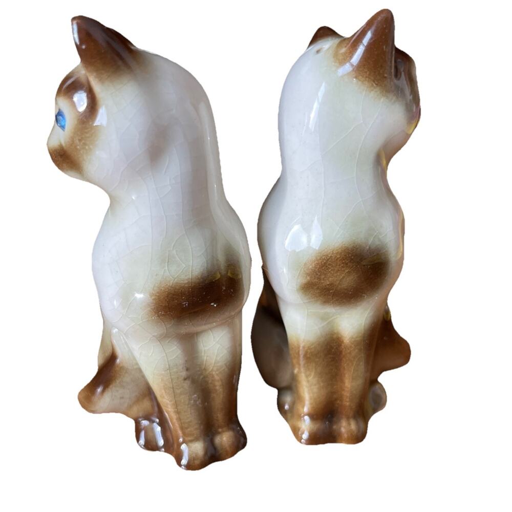 Vintage Siamese Cat Jewel Eyes Salt And Pepper Shakers Japan MCM - Picture 2 of 7